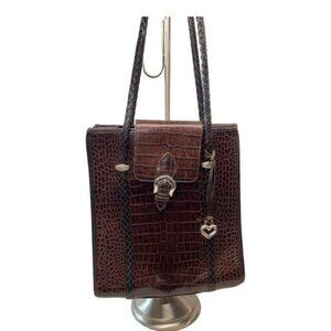 Brighton Brown Reptile Embossed‎ Square Purse
